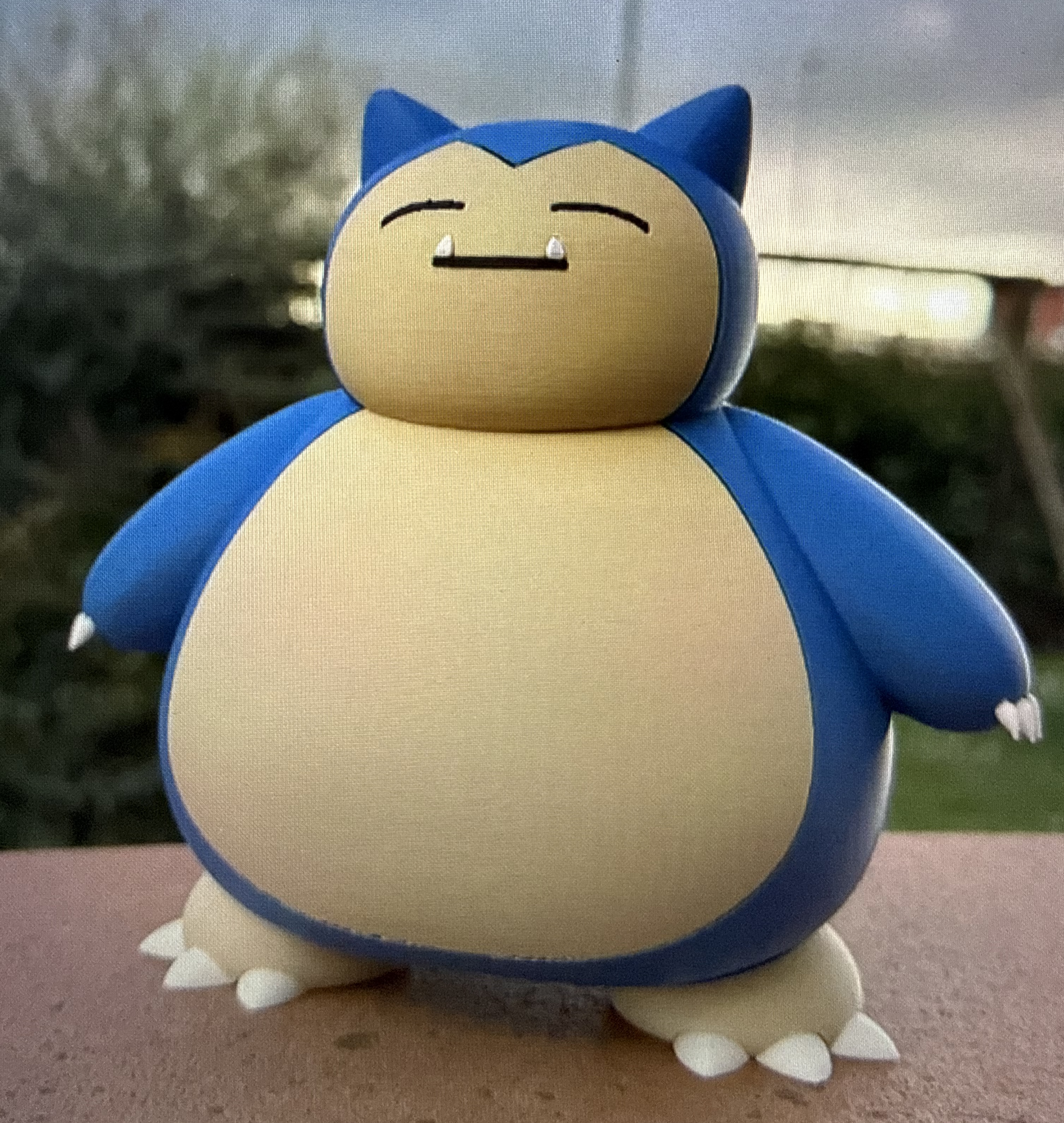 Snorlax 3D printed figure — standing, blue and cream